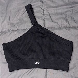 ALO Yoga Black One-Shoulder Sports Bra